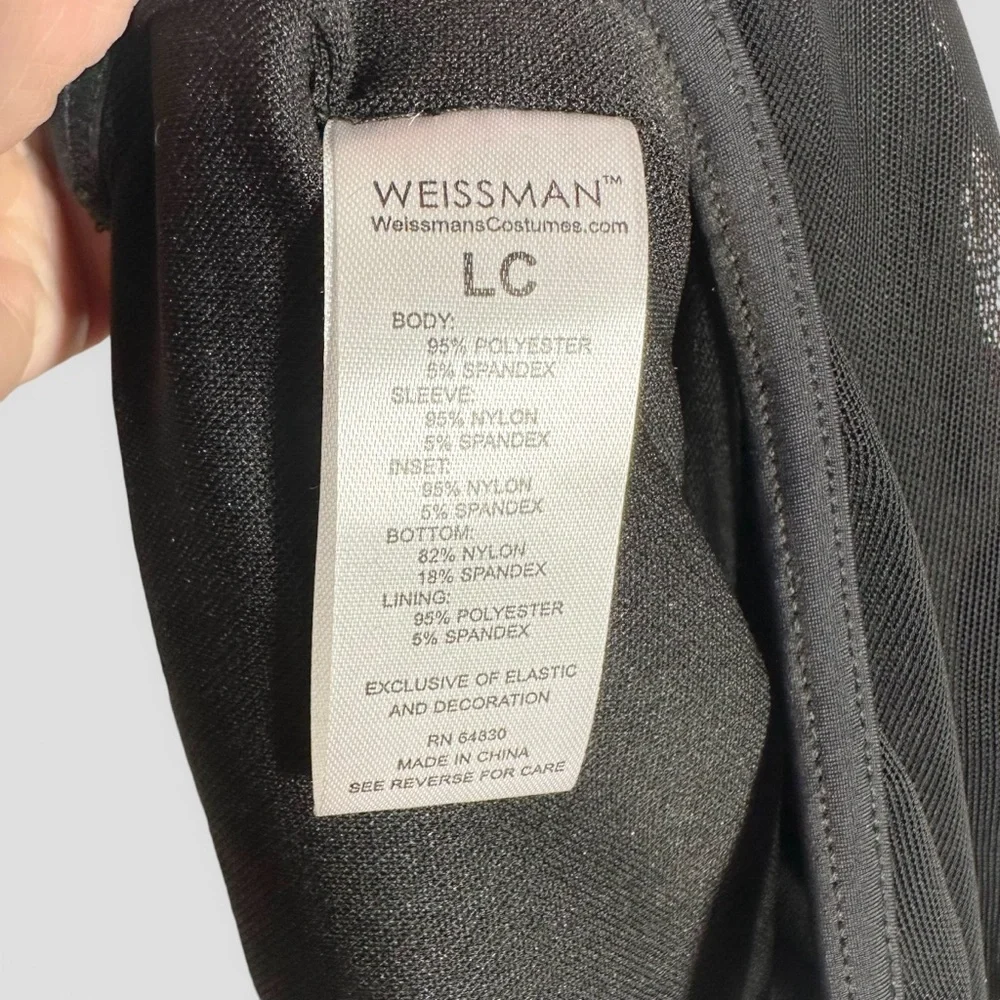 Weissman Dance Costume Leotard Black Long Sleeve Sequins Size Large Child Jazz